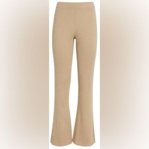 ALLUDE Ribbed cotton and silk-blend flared pants